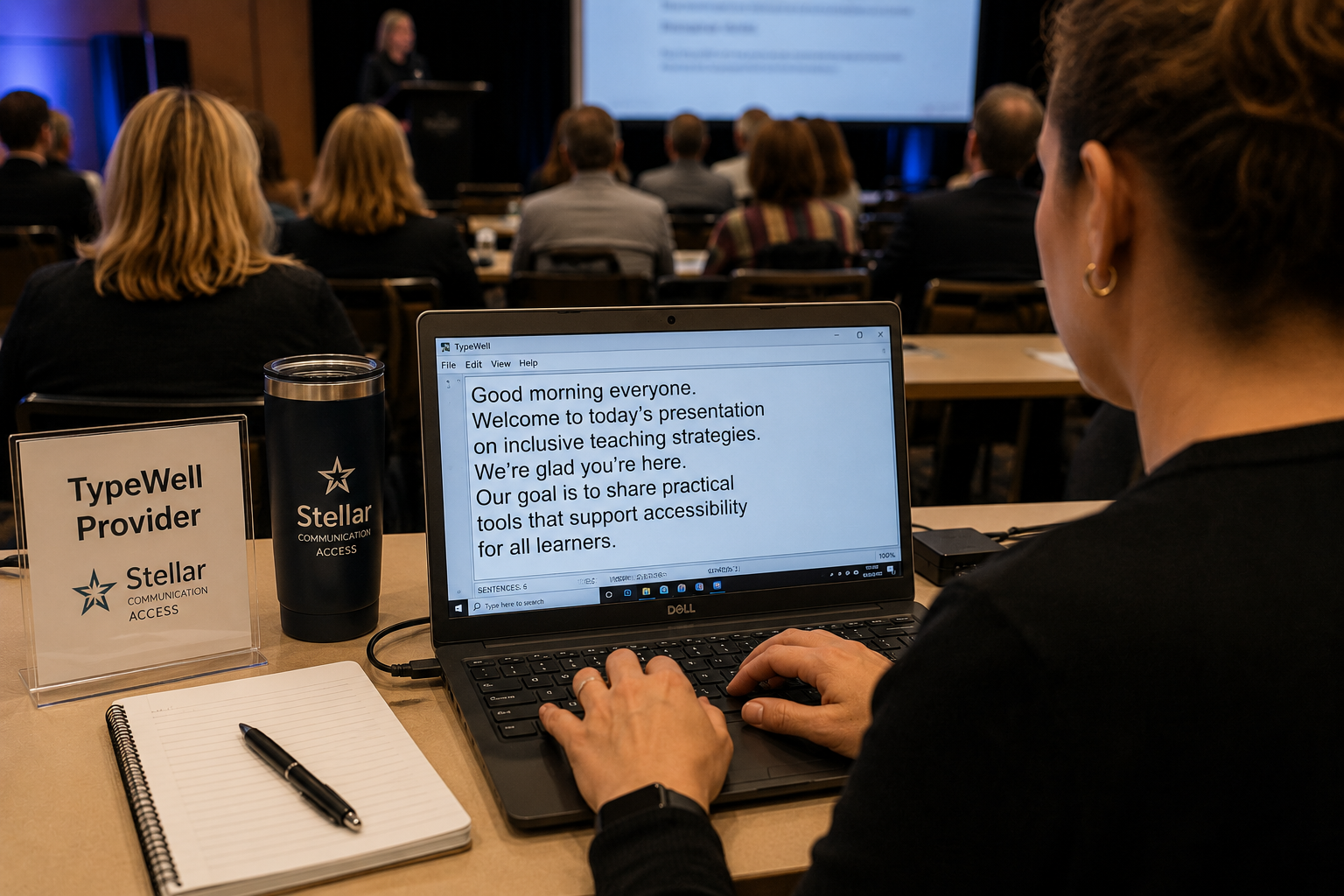 TypeWell transcription services provided during a live conference or classroom setting